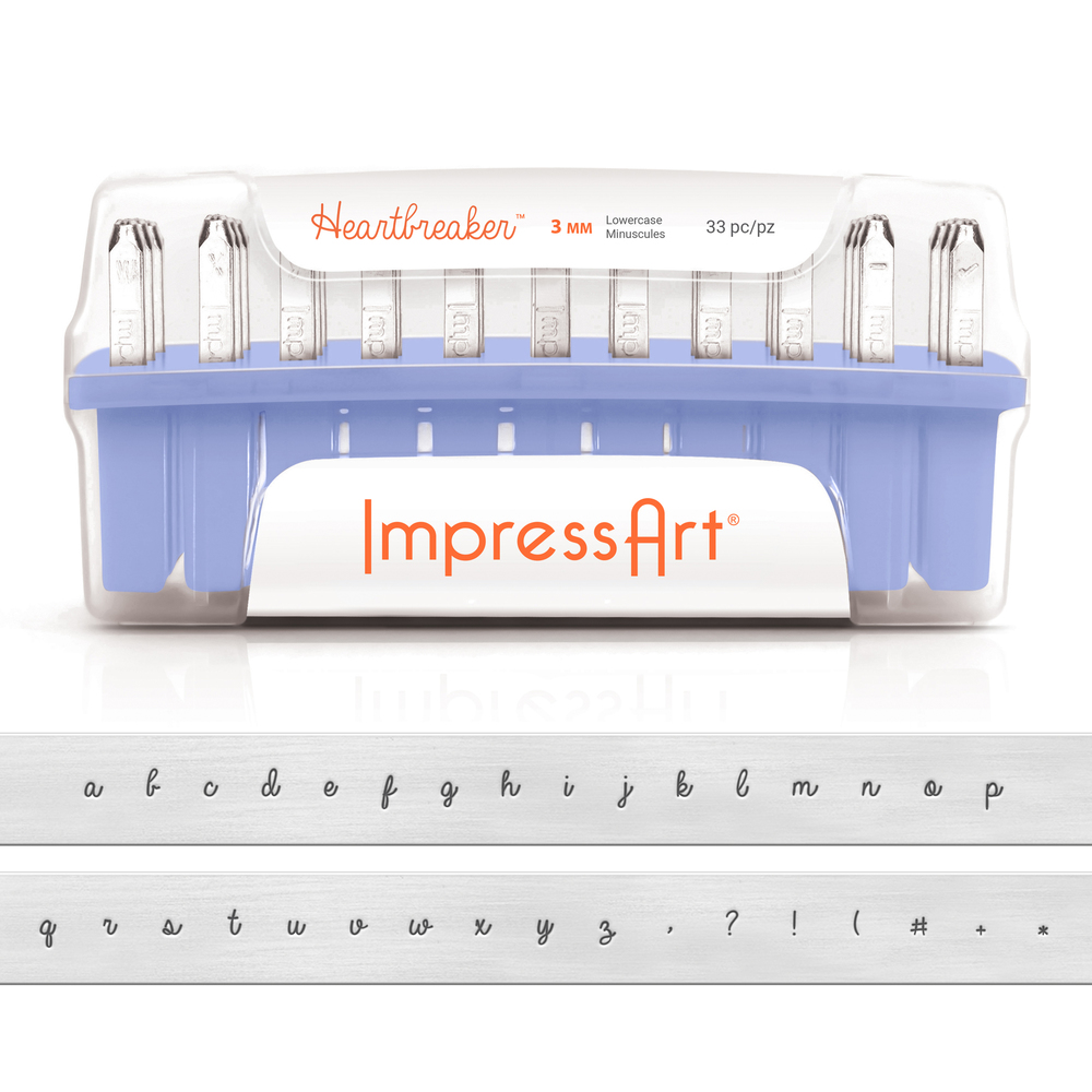 Metal Stamping Tools ImpressArt Lowercase Heartbreaker Letter Stamp Set, 3mm